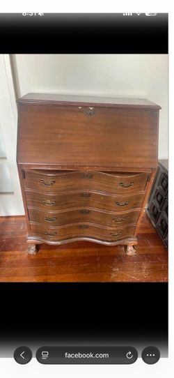 Antique Wood Secretary Desk with Drawers