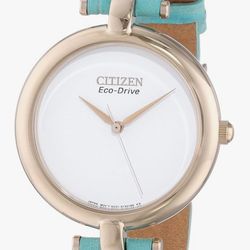 CITIZEN EM0253-20A Women’s Silhouette Eco-Drive White Dial Turquoise Leather Strap Watch