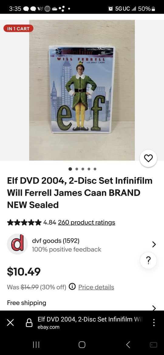 Elf DVD 2004, 2-Disc Set Infinifilm Will Ferrell James Caan BRAND 
