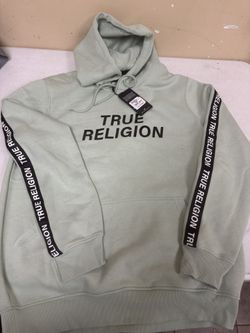 True Religion Silicone Tape Hoodie Pullover Men 2XL Frosty Green NWT $119