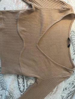 Tan Ribbed Knit crop top long sleeve size us 6