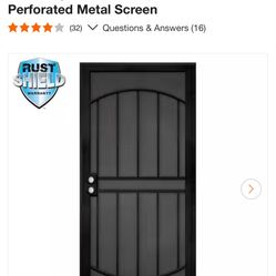 Unique Home Designs 32 in. x 80 in. Arcada Black Surface Mount Outswing Steel Security Door with Exp