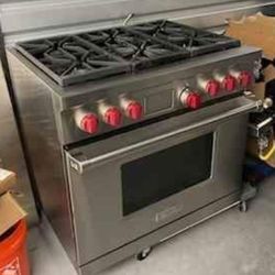 Wolf 36" Staunless Steel Gas Stove dual fuel