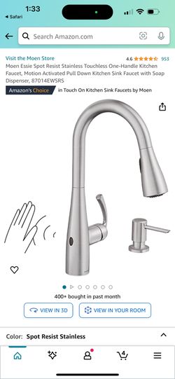 Moen Essie Spot Resist Stainless Touchless One-Handle Kitchen Faucet, Motion Activated Pull Down Kitchen Sink Faucet with Soap Dispenser, 87014EWSRS
