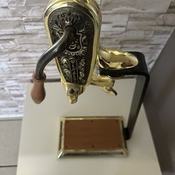 Wine Bottle Opener Antique Rogar Estate Opener Bronze with Dark Wood Stand