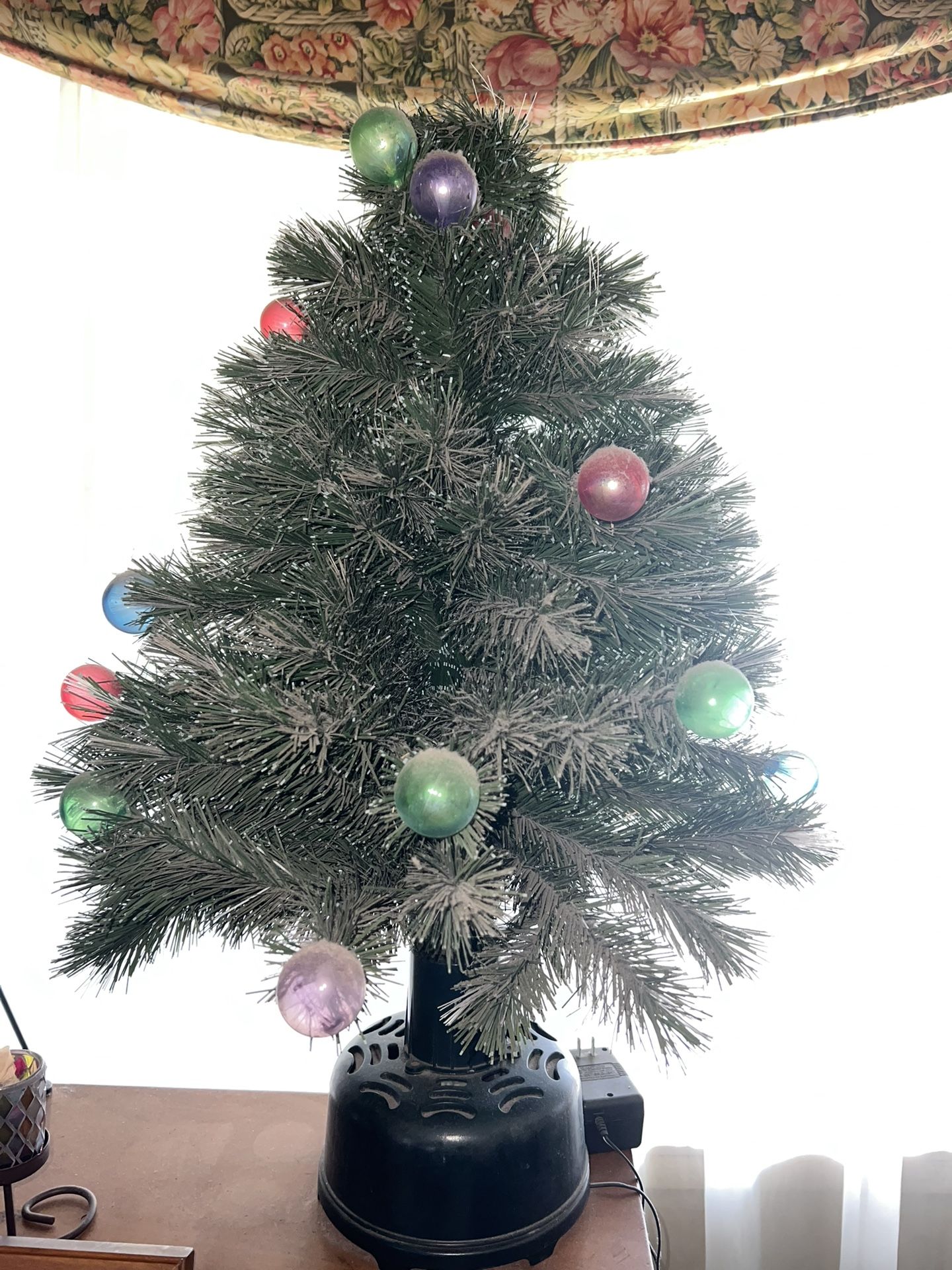 Fiber Optic 3 FT Rotating Christmas Tree With Twinkling Light Bulbs