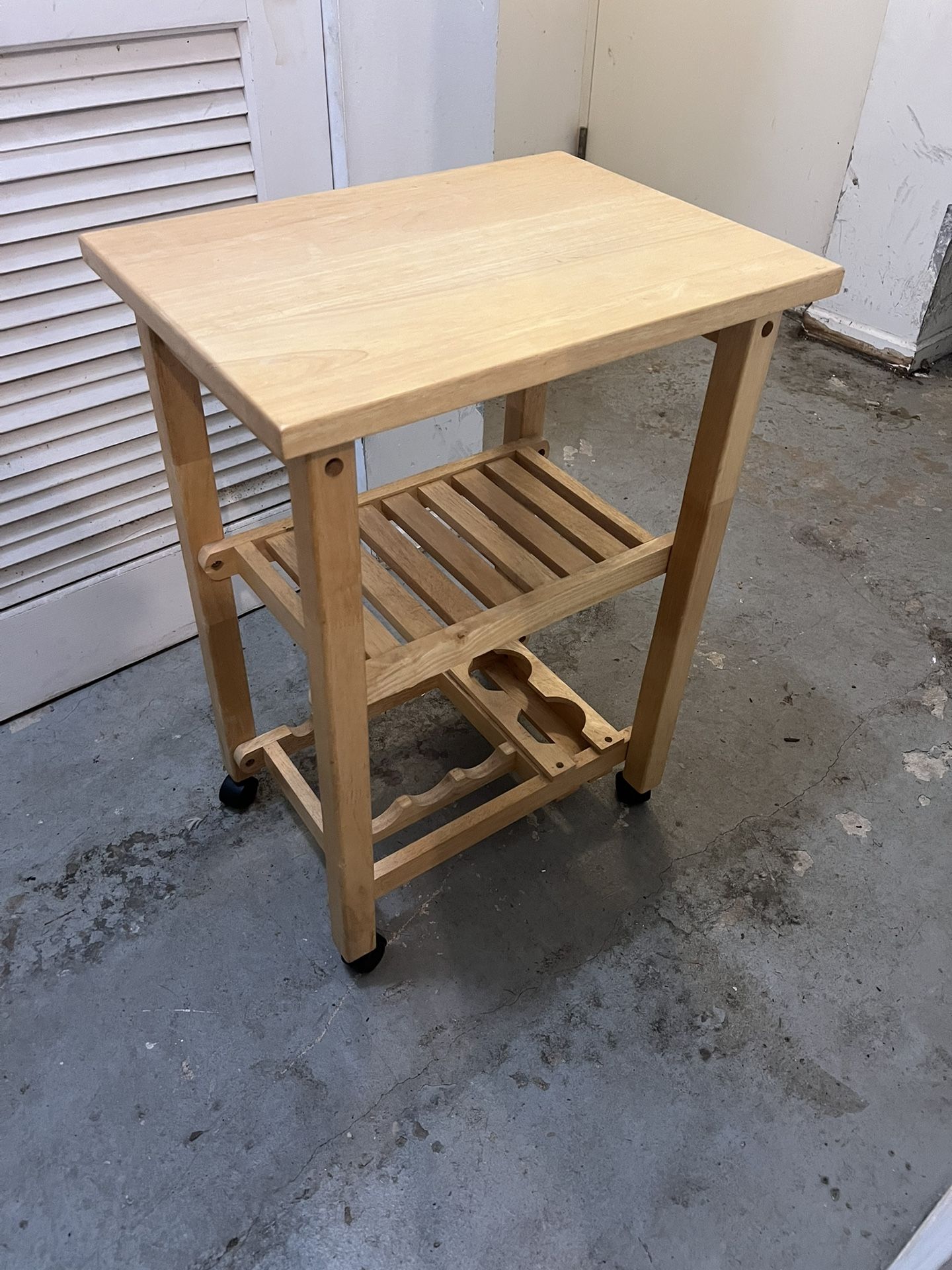 Wooden Wine Rack Cart On Wheels