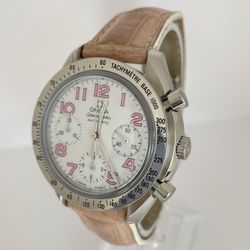 Authentic Omega Speedmaster 39mm MOP Dial Pink Numbers Original Pink Leather