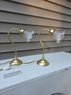 Pair of Brass Gooseneck Table Lamps