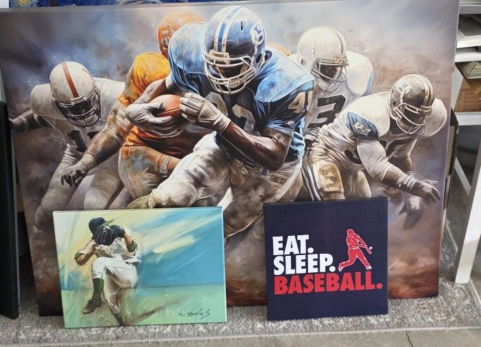 Sports Art Canvas Set of 3 (Baseball and Football)