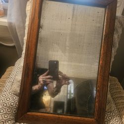 Antique Mirror W/Oak Frame. Very Heavy 