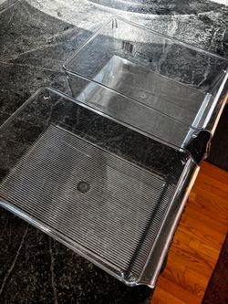 Clear Plastic Organizer Bins Set of 2