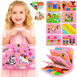 Brand New Toddler Busy Board Montessori Toys, Busy Book Educational Learning Toys for Toddler Girls, Activity Book Sensory Toy with Life Skills, Kids