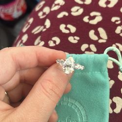 GRA certified 3.8 Carat Pear Shaped Ring