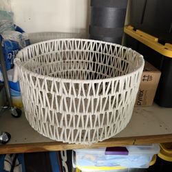 White Wired Fabric Basket 