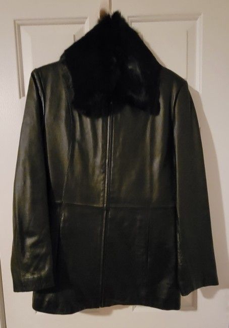 Womens Black Leather Coat