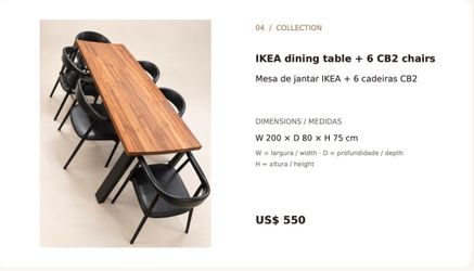 IKEA Dining Table with 6 CB2 Chairs
