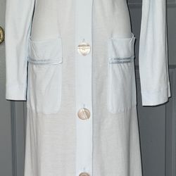 Joelle Gruppo La Perla Vintage Cotton Blend Blue Long Robe. Made In Italy