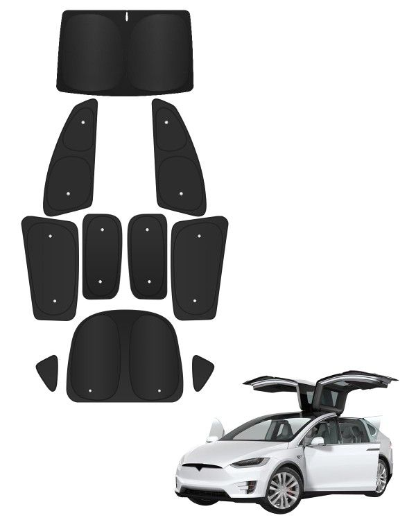 Evooor 10PCS Windshield Sunshade for Tesla Model X,Front&Rear Side Window Privacy Sun Shade Cover Sun Visor Thermal Insulated Model x Accessories