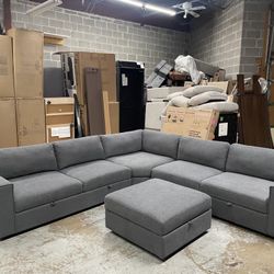 Fabric Sectional Sofa Couch with Storage Seats