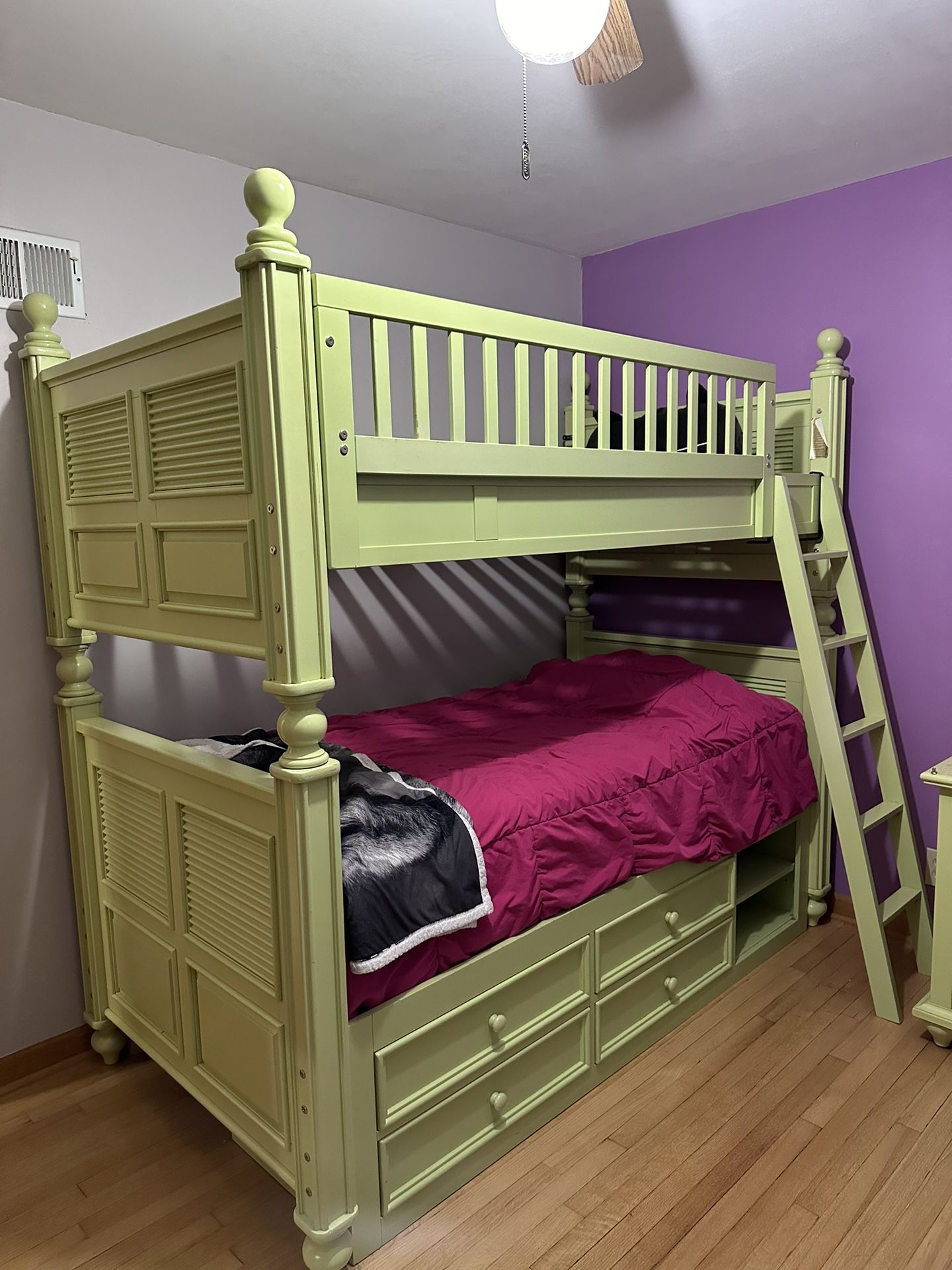 Multi Colored bedroom set with desk/hutch, chest and nightstand