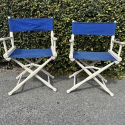 Vintage Ford DIRECTOR’s Chair VTG Set Of 2 Blue & White Chairs