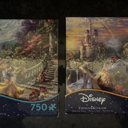2 Beautiful Puzzles Of Disney Scenes By Thomas Kinkade- 750 pcs each