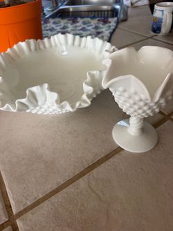Milk glass bowl and  candy dish