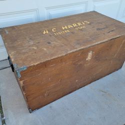 Vintage Homemade Wood Storage Trunk Foot Locker With Tray