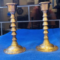 Beautiful Vintage Alef Judaica Solid Brass Candleholders  