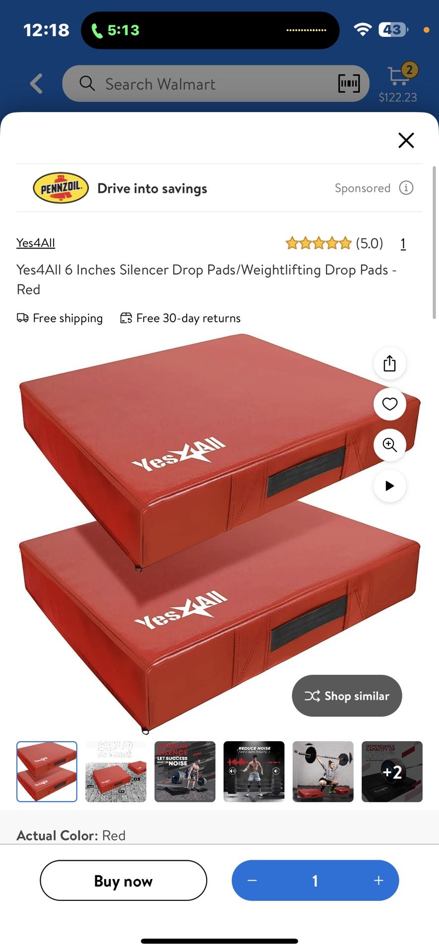 Yes4All 6 Inches Silencer Drop Pads/Weightlifting Drop Pads - Red