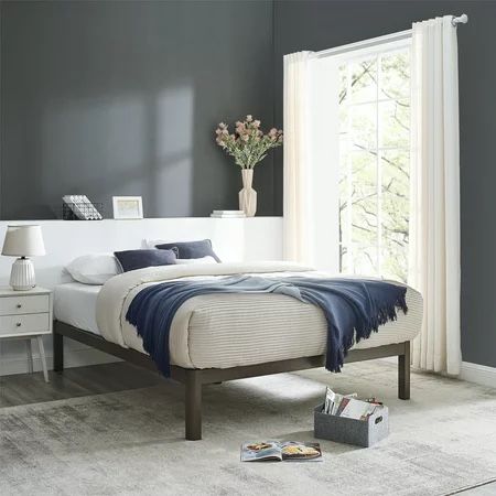 Mainstays Wood Slat Bronze Metal Platform Bed Frame, Queen Bronze - Queen