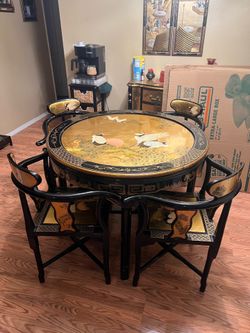 Gold and Black Asian style dining table