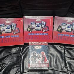 2026 & 2022 SAGE Low Series Football Cards! 3x Mega Box & 1x Blaster Box! 4 Box Lot! New Sealed!