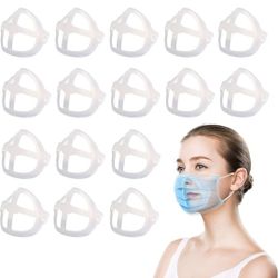 16Pcs Face Bracket for Mask -3D Mask Bracket -Face Mask Internal Support Frame, More Space for Comfortable Breathing, Lipstick Protector ，Washable Reu