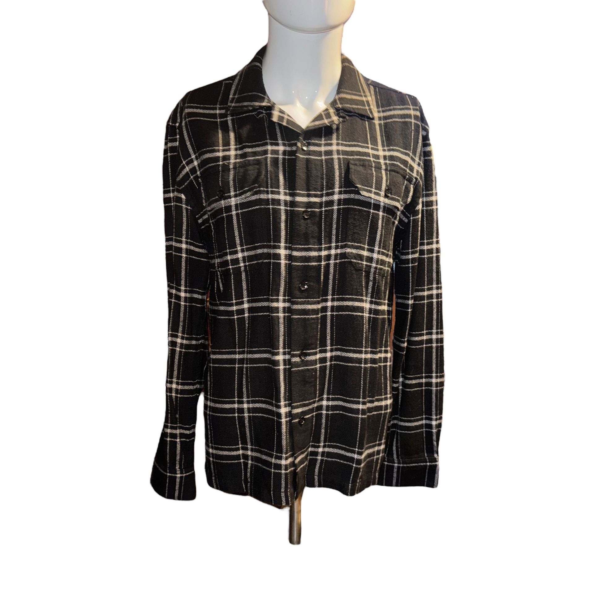 BLDWN Guetes Regular Fit Plaid Button-Up Flannel  Shirt Size L  