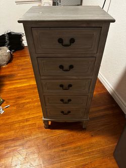 Tall 5-Drawer Wood Dresser Gray Finish