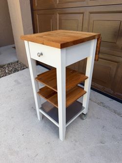 IKEA STENSTORP Kitchen Cart / Rolling Trolley Island - White & Oak Wood