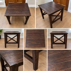Rustic Dark Wood End Table – Farmhouse Style