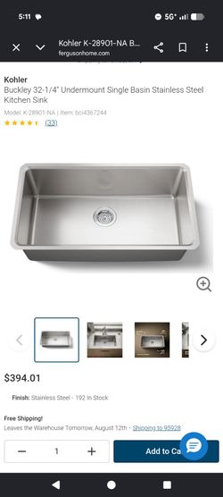 Buckley 32-1/4" Undermount Single Basin Stainless Steel Kitchen Sink