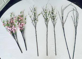 Faux Cherry Blossom Branch Stems Set