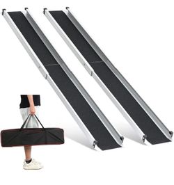 5FT Adjustable Wheelchair Ramp 60" L x 7.4" W Telescopic Ramps for Wheelchairs 600lbs Portable Wheelchair Ramps for Steps Home Threshold Doorways Step