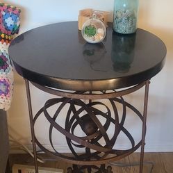 Black Granite + Metal Gyroscope End Tables