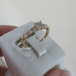 Anillo Oro 10K Con Diamantes Naturales Certificado 