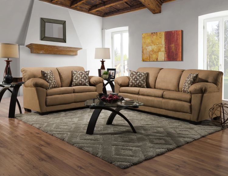Camel Sofa & Loveseat