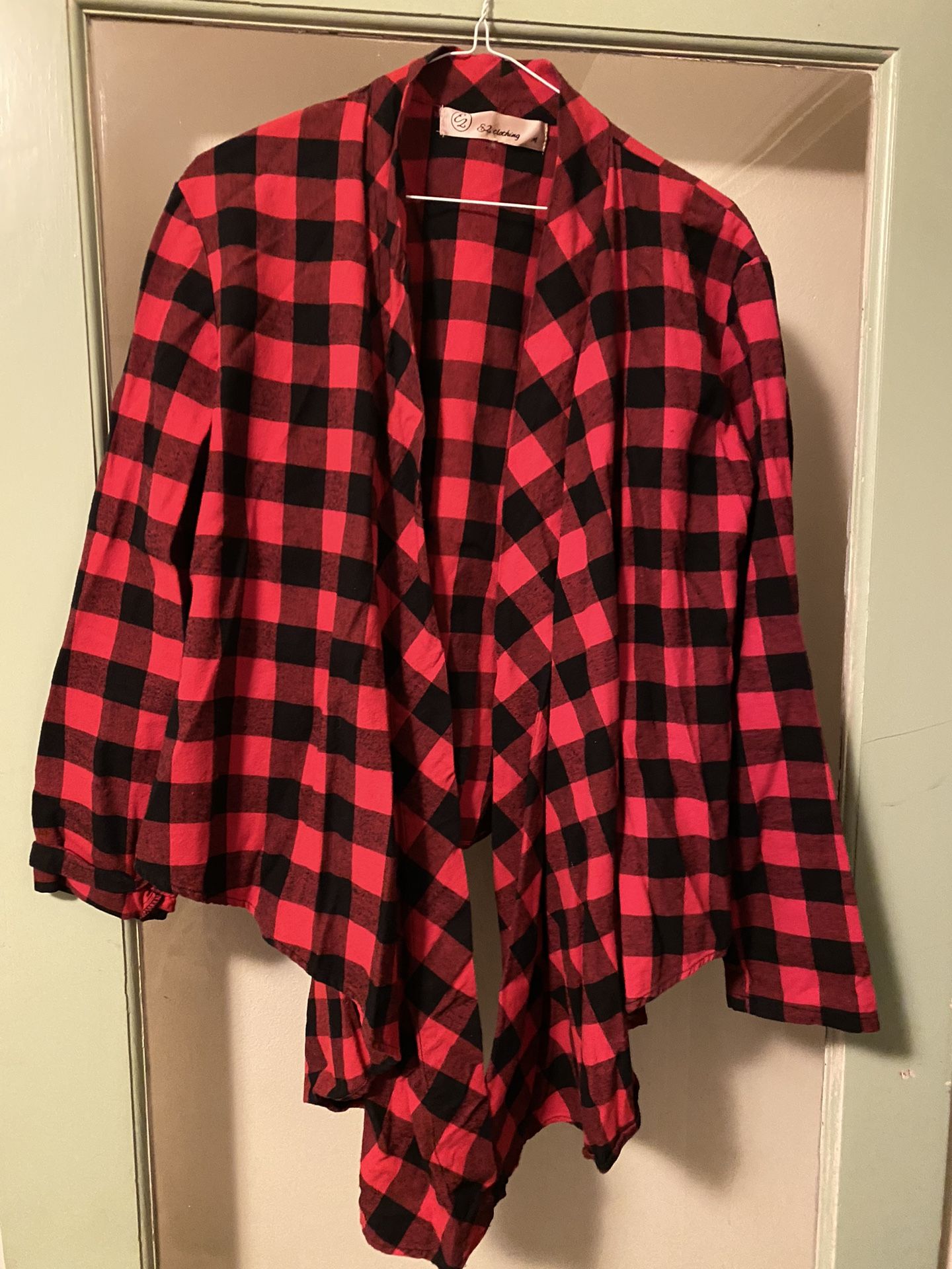 Red Black Buffalo Plaid  Shirt Jacket Women's SZ M