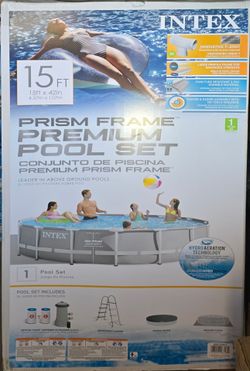Intex 26723EH 15ft x 42in Prism Frame Above Ground Swimming Pool Set with Filter