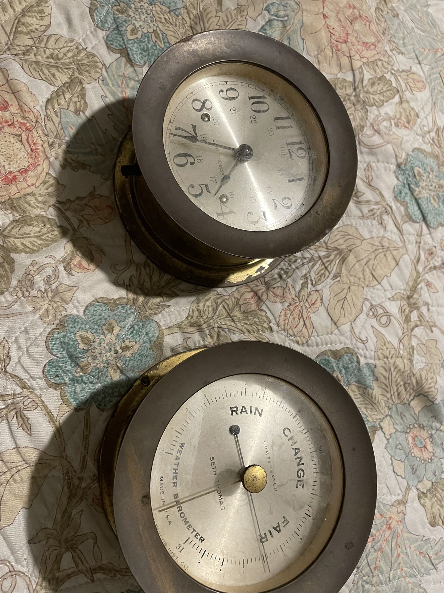 Vintage Seth Thomas Helmsman 24 Hour Clock And Weather Barometer