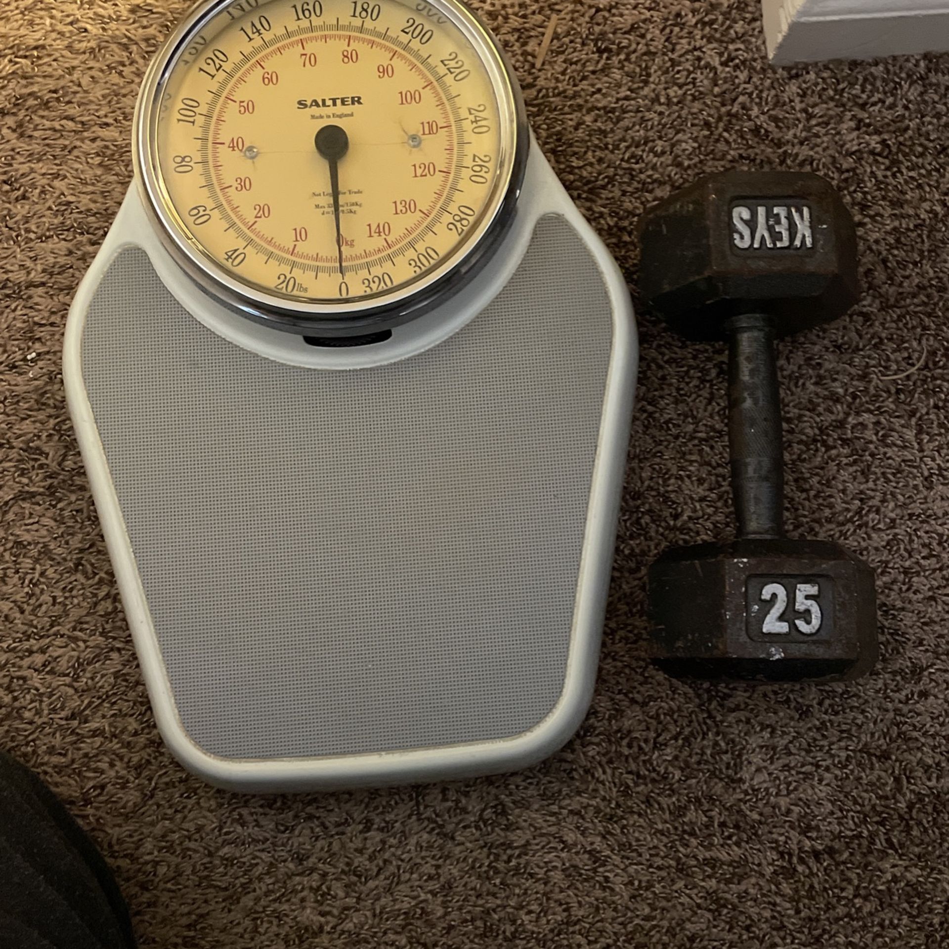 25 Lb Dumbbell And Salter Weigh Station 