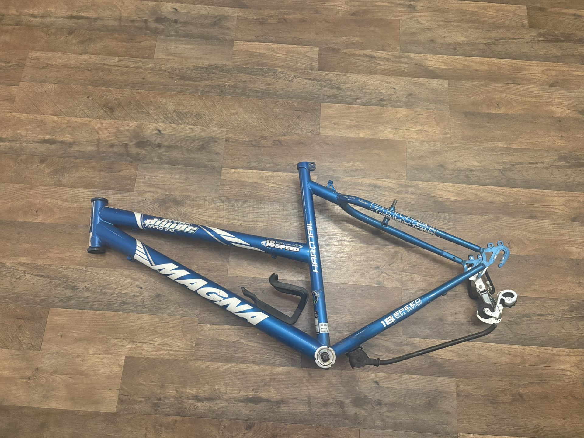2009 blue Magna hardtail mountain bike frame